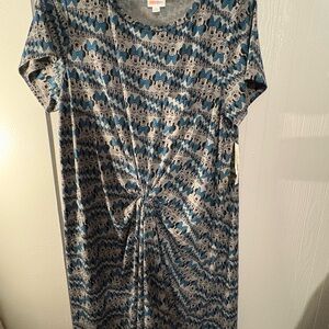LuLaRoe Blue and Gray Geometric Midi Dress